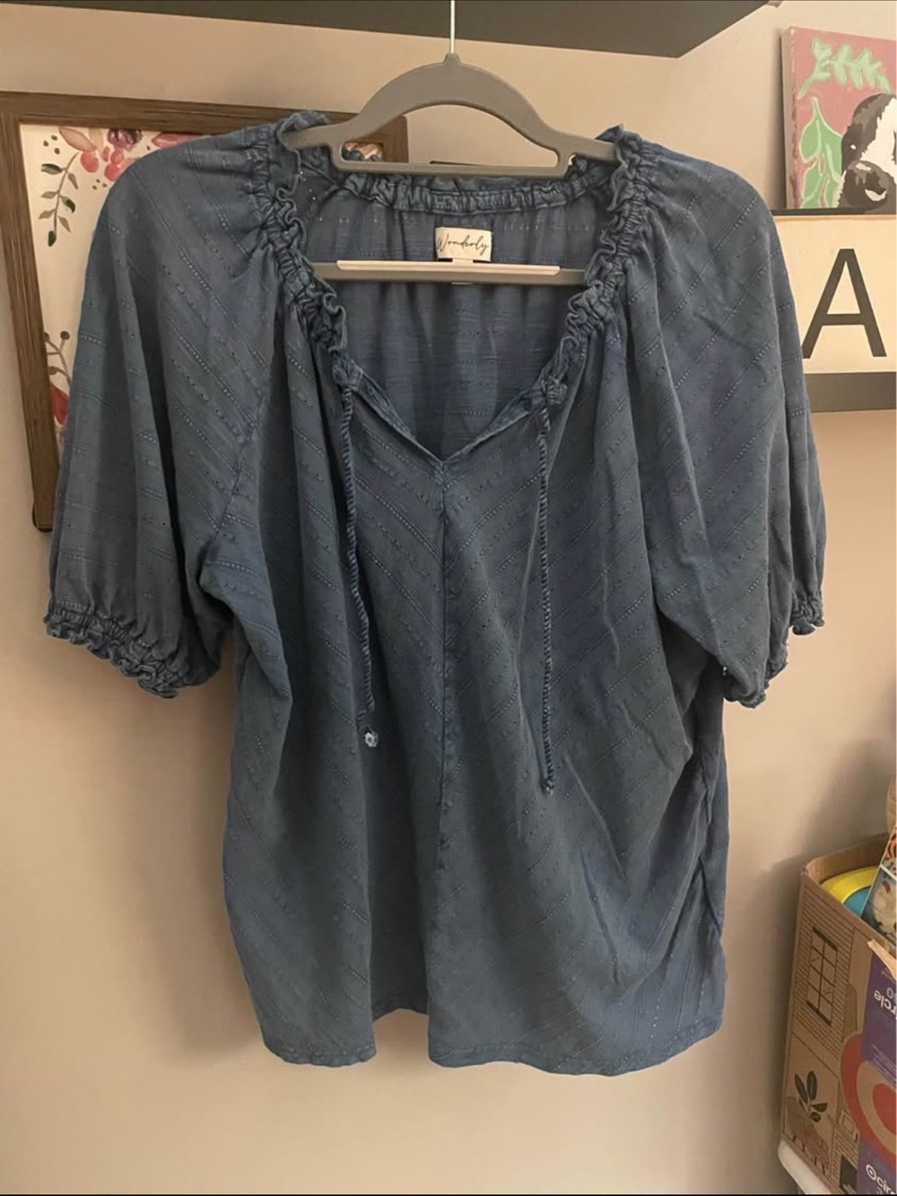 Blue Peasant Top